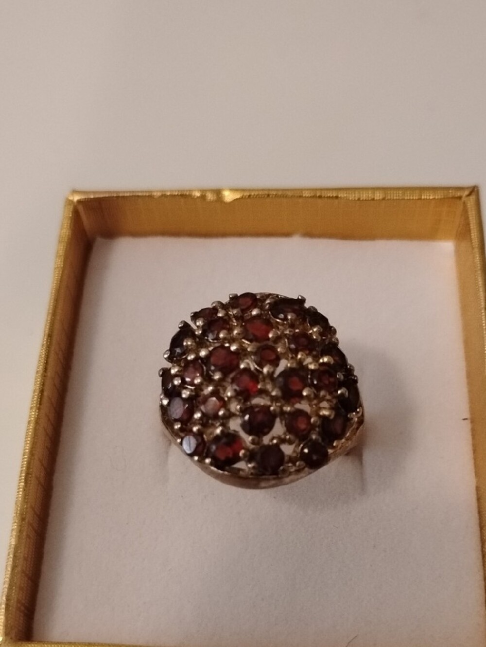Sevilla Silver with Technibond Garnet Cluster Gemstone Ring Size 7-1/4